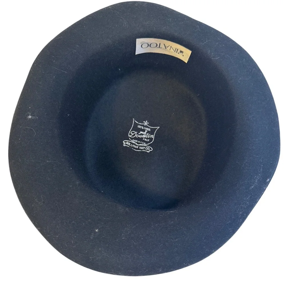 Vintage Ina Too Black Wool Felt Derby Bowler Hat Women's USA Sollman Dorfkin